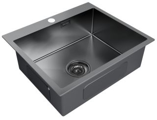 Мойка кухонная Paulmark Kroner PM215951-GM воронёная сталь